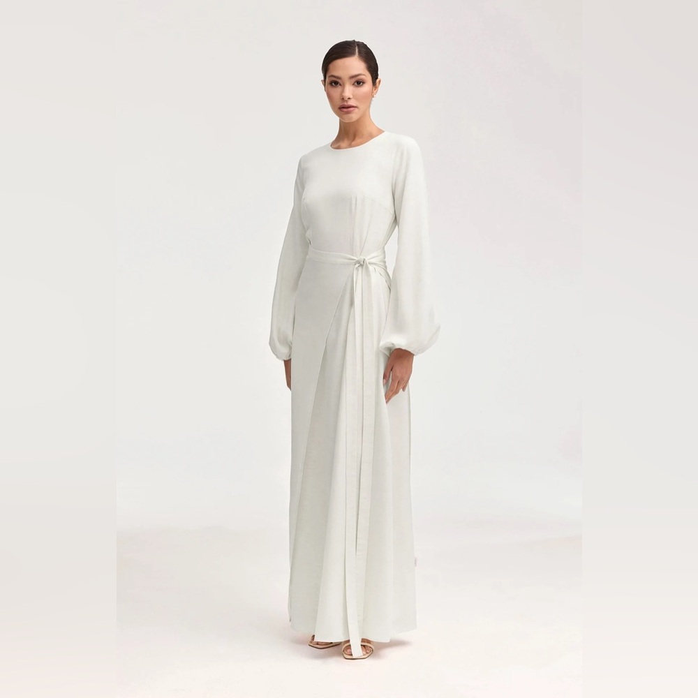 Veiled Linen Maxi Dress & Wrap Skirt Set